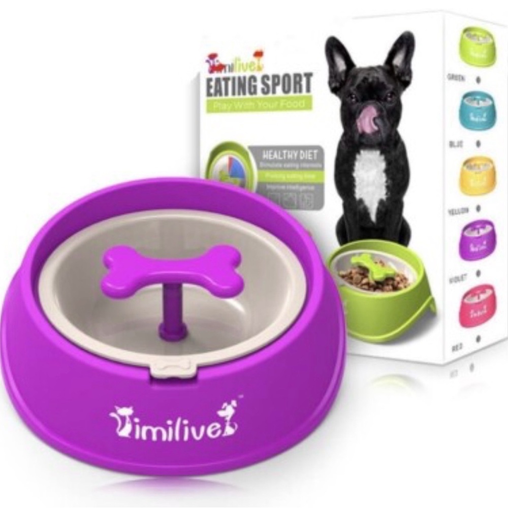 Frenchie Purple Slow Feeder Dog Bowl- Size Small- NIB